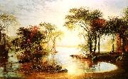Jasper Cropsey Sunset Sailing France oil painting reproduction